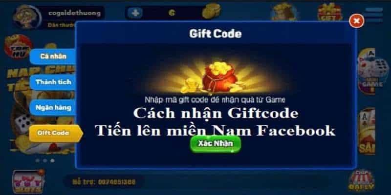 Cách nhận giftcode tiến lên miền nam Facebook 